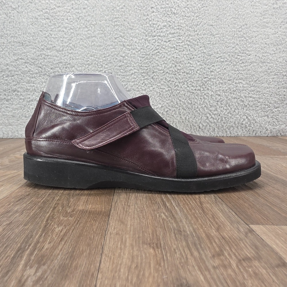 Thierry Rabotin‎ Womens Burgundy Leather Hook & Loop Shoes Made in Italy Size 9